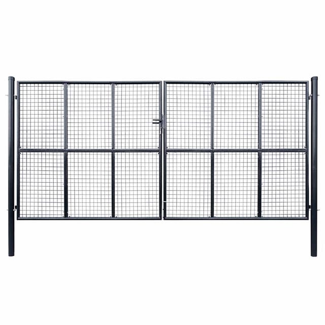 vidaXL Gitter-Gartentor Verzinkter Stahl 415 x 200 cm Grau 143379