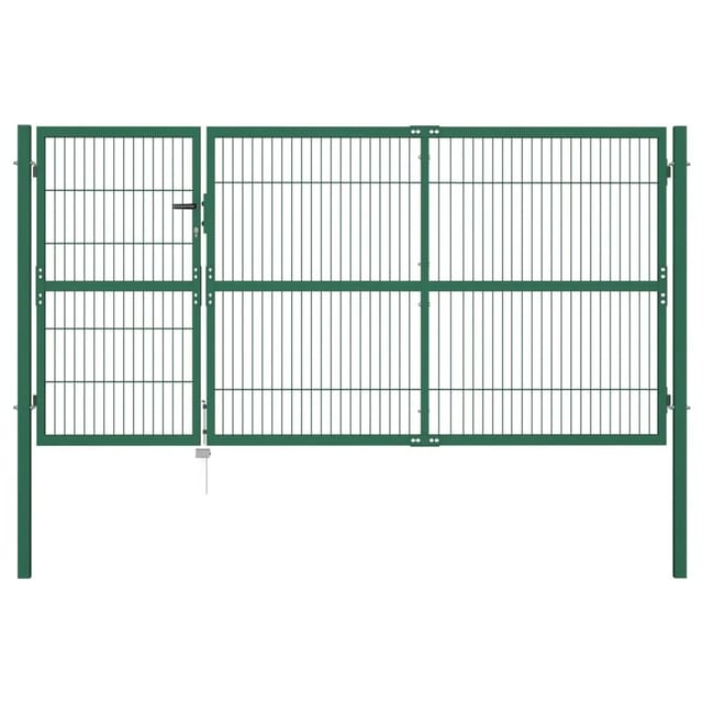vidaXL Gartentor mit Pfosten 350 x 140 cm Stahl Grün 142571