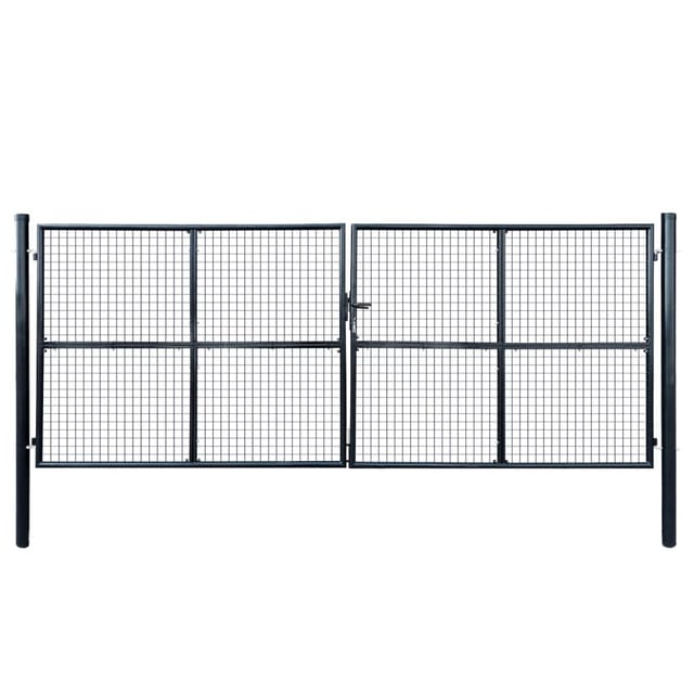 vidaXL Gitter-Gartentor Verzinkter Stahl 415 x 150 cm Grau 143377