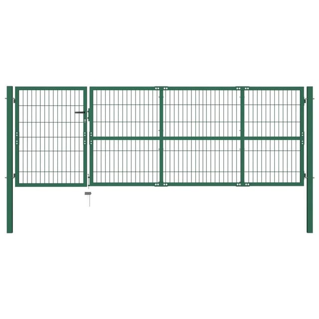 vidaXL Gartentor mit Pfosten 350 x 100 cm Stahl Grün 142569