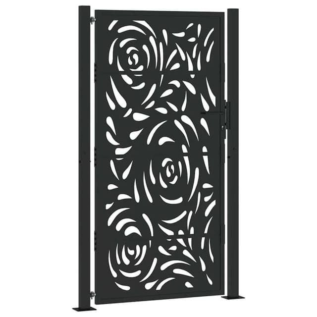 vidaXL Gartentor Schwarz 105 x 180 cm Stahl Flammendesign 4100992