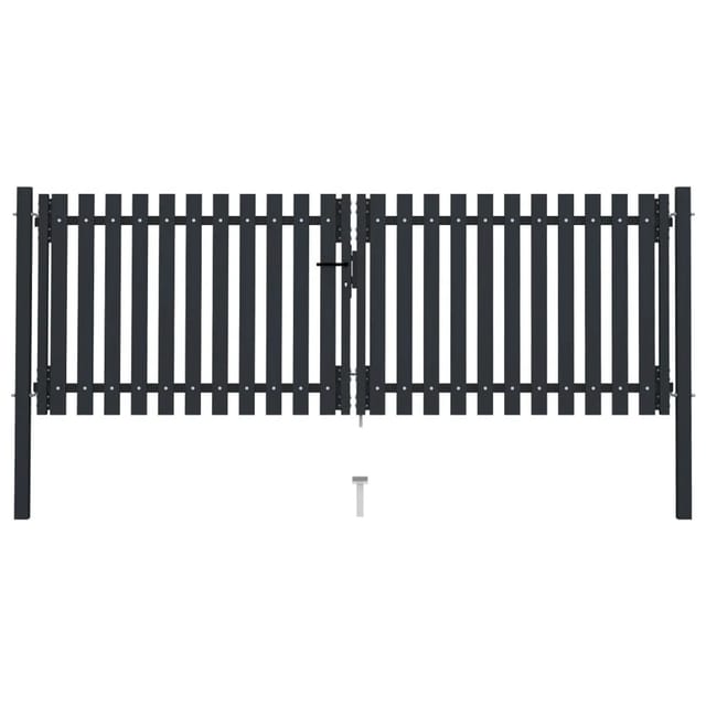vidaXL Doppelflügel Zauntor Stahl 306x125 cm Anthrazit 146350