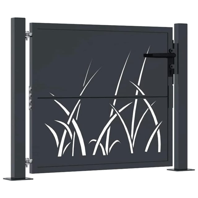 vidaXL Gartentor Anthrazit 105x80 cm Stahl Gras-Design 153166
