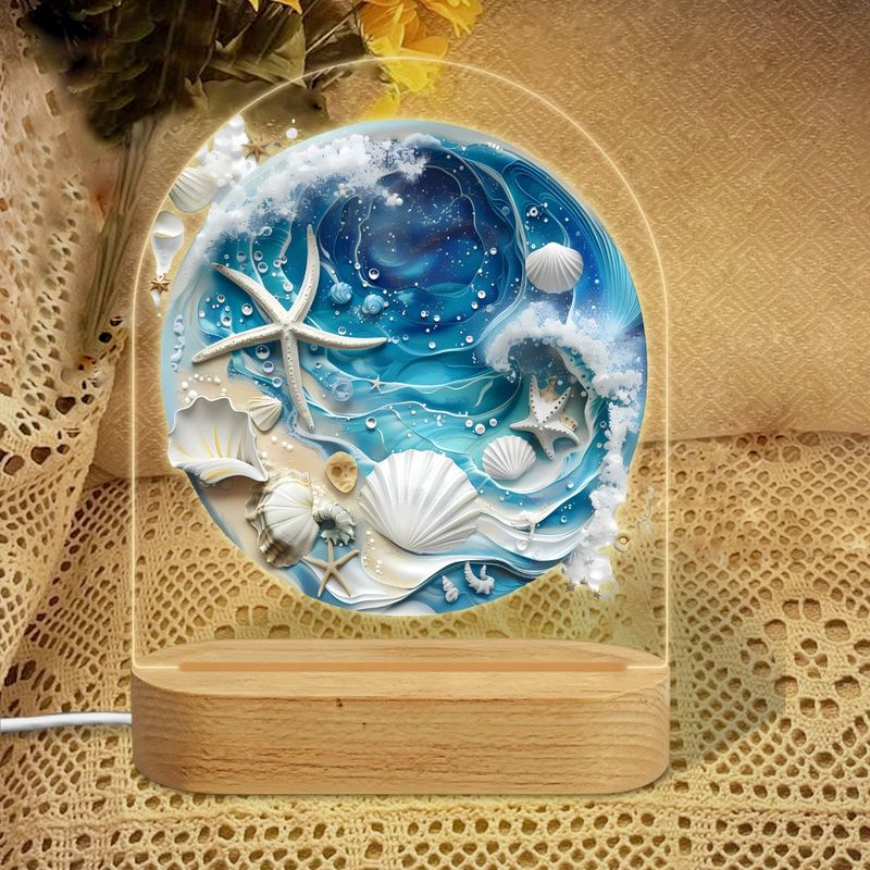 Bogenförmiges Nachtlicht Mit Meeresmotiv, 3-farbige Led-lampe, Kinderzimmerdekoration, Geschenk Zur Babyparty
