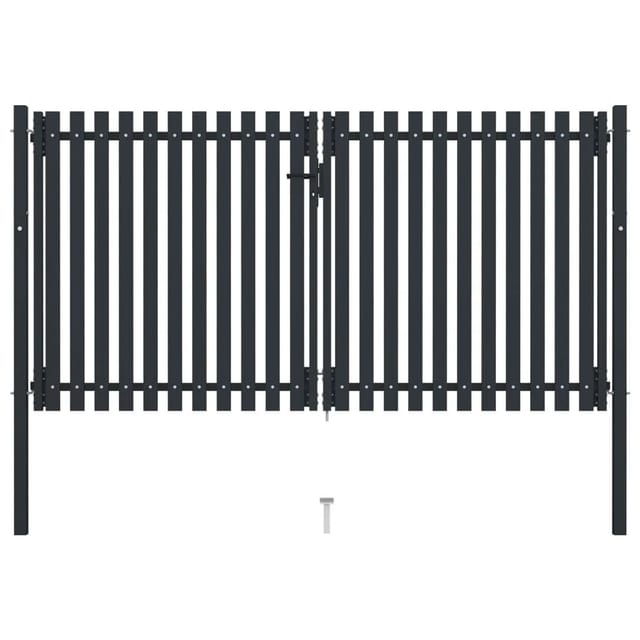 vidaXL Doppelflügel Zauntor Stahl 306x150 cm Anthrazit 146353