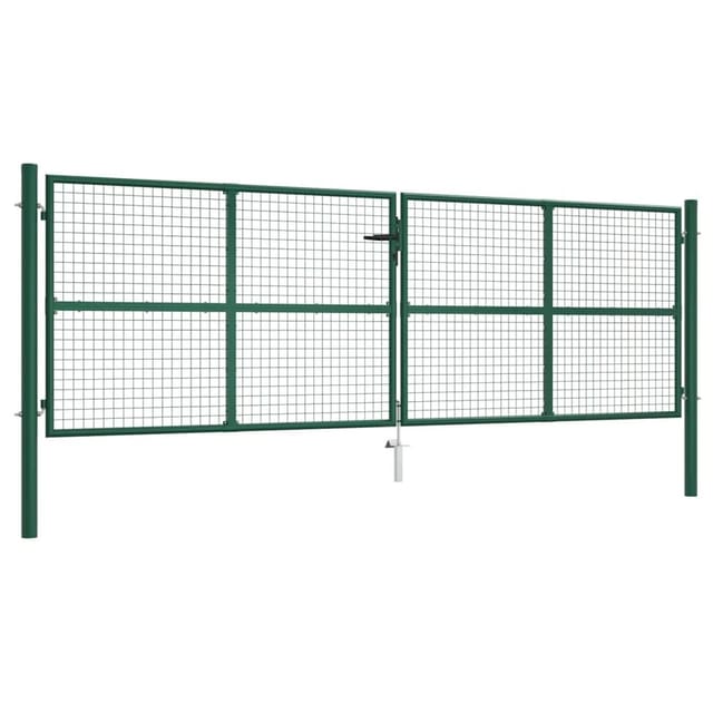 vidaXL Doppelstabmatten-Doppeltor Stahl 390x125 cm Grün 145749