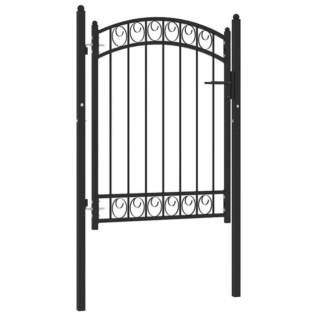 vidaXL Zauntor mit Gewölbter Spitze Stahl 100x125 cm Schwarz 146369