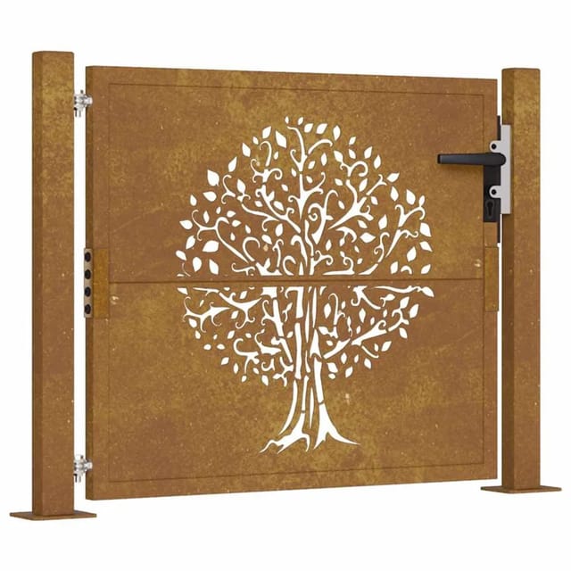 vidaXL Gartentor 105 x 80 cm Cortenstahl Baumdesign 153160