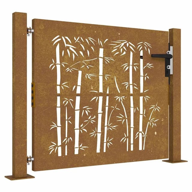 vidaXL Gartentor 105x105 cm Cortenstahl Bambus-Design 153239