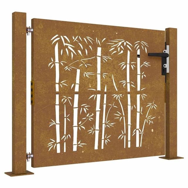 vidaXL Gartentor 105x80 cm Cortenstahl Bambus-Design 153238