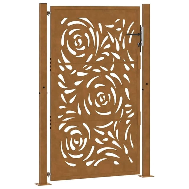 vidaXL Gartentor 105 x 155 cm Verwitterungsstahl Flammendesign 4100996