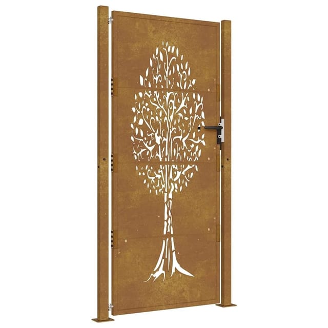 vidaXL Gartentor 105 x 180 cm Cortenstahl Baumdesign 153164