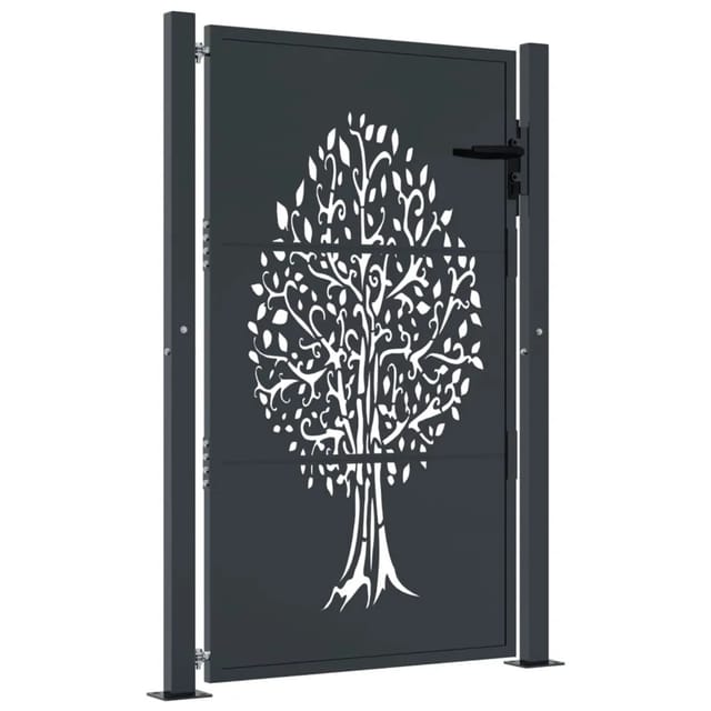 vidaXL Gartentor Anthrazit 105x155 cm Stahl Baum-Design 153157