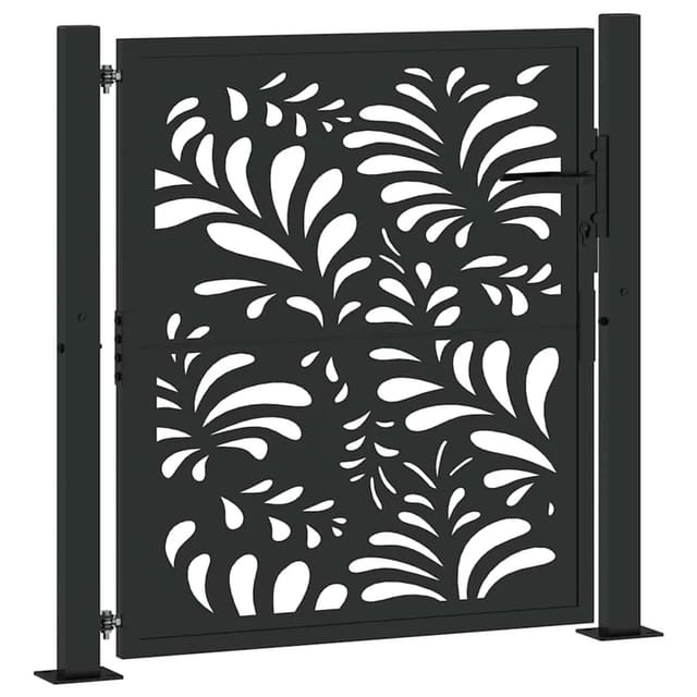 vidaXL Gartentor Schwarz 105x106 cm Stahl Wellen-Design 4100969