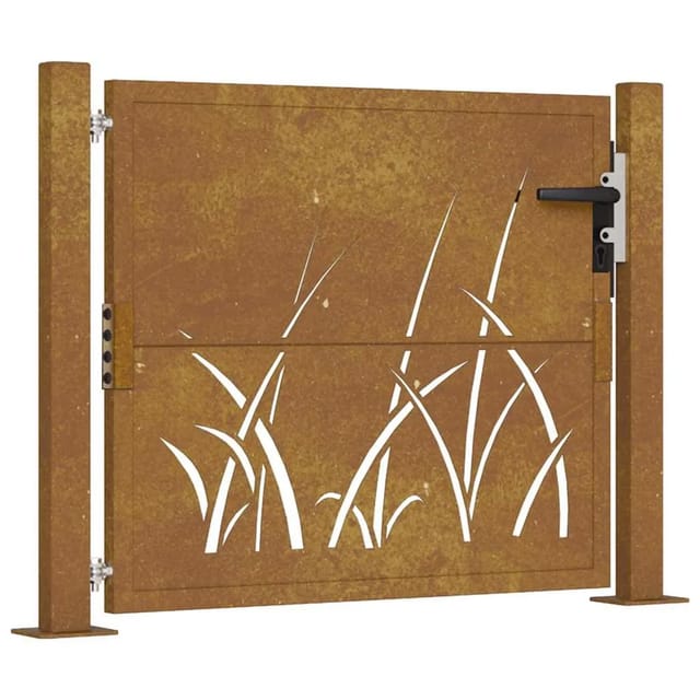 vidaXL Gartentor 105 x 80 cm Cortenstahl Gras-Design 153172