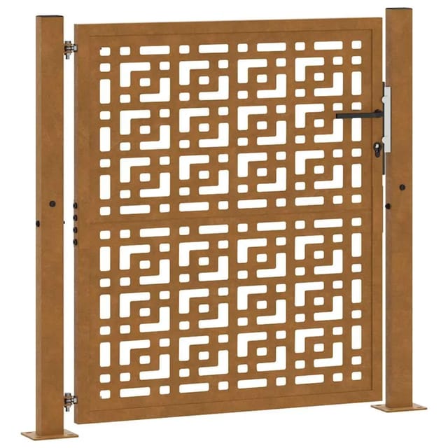 vidaXL Gartentor 105 x 105 cm Verwitterungsstahl Kreuzdesign 4101004