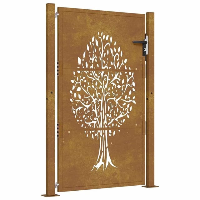 vidaXL Gartentor 105x130 cm Cortenstahl Baumdesign 153162