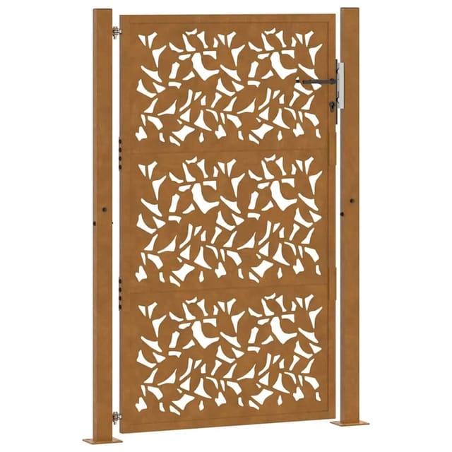 vidaXL Gartentor 105 x 155 cm Wetterfester Stahl Blattdesign 4100966