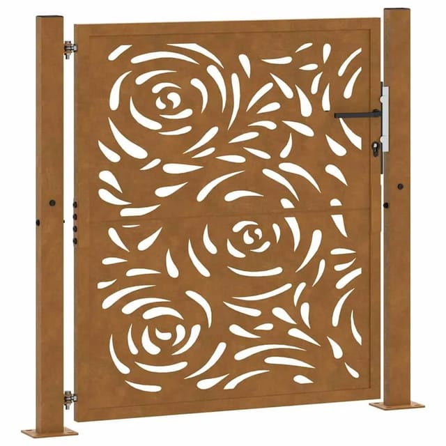 vidaXL Gartentor 105 x 105 cm Verwitterungsstahl Flammendesign 4100994