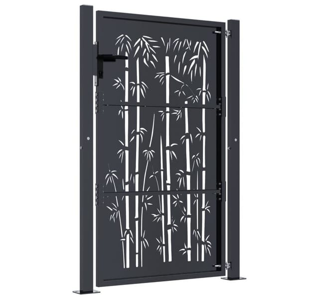 vidaXL Gartentor Anthrazit 105x155 cm Stahl Bambus-Design 153181