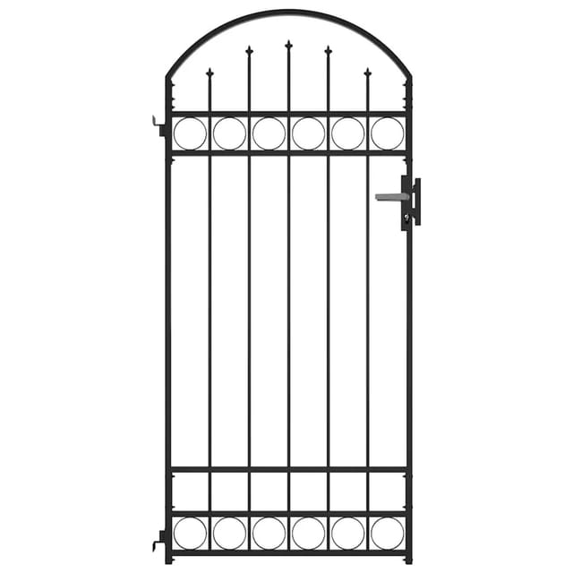 vidaXL Zauntor mit Gewölbter Spitze Stahl 89x200 cm Schwarz 145750