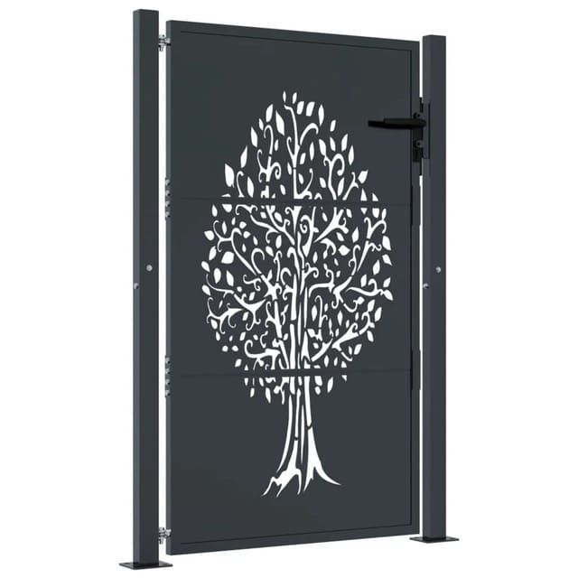 vidaXL Gartentor Anthrazit 105x130 cm Stahl Baum-Design 153156