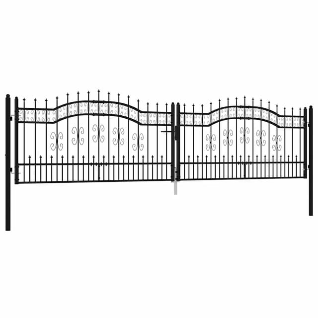 vidaXL Zauntor mit Speerspitze Schwarz 406 x 100 cm Pulverbeschichteter Stahl 151100