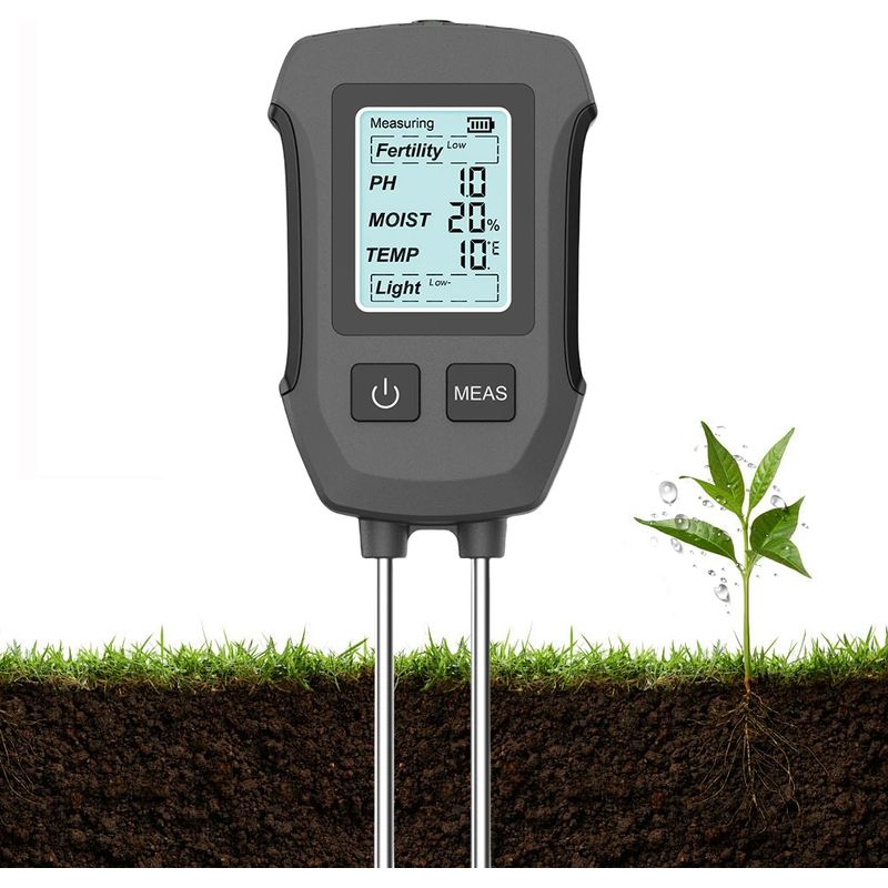 Hochpräziser 5-in-1-bodentester Mit Led-anzeige. Überwacht Feuchtigkeit, Licht, Temperatur, Ph-wert Und Fruchtbarkeit.