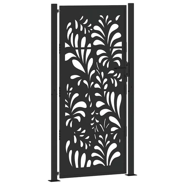 vidaXL Gartentor Schwarz 105x205 cm Stahl Wellendesign 4100973