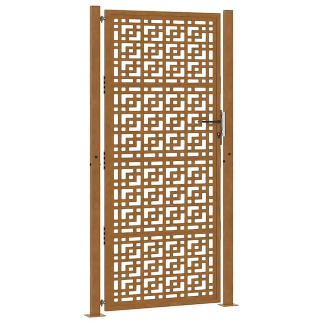 vidaXL Gartentor 105 x 205 cm Verwitterungsstahl Kreuzdesign 4101008