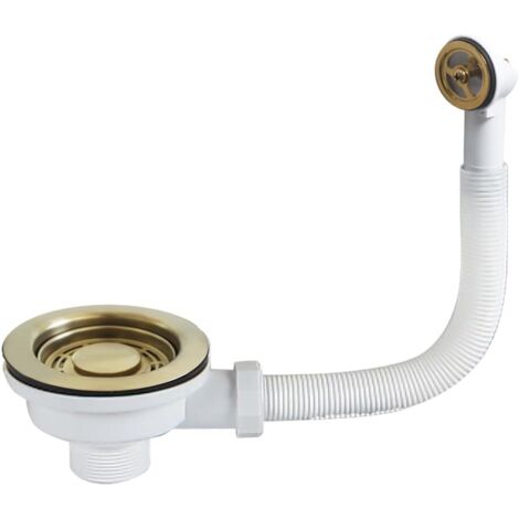 Bonde De Lavabo Avec Trop-plein Rond 114 Mm – Acier Inoxydable Sus304 – Filtre Doré/gris Foncé Pour Évier De Cuisine