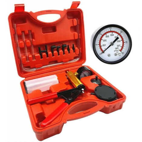 Kit De Purge De Frein Et Testeur De Pompe À Vide – 6 Adaptateurs Pour Véhicules – Manomètre Intégré – Poignée En Acier Robuste