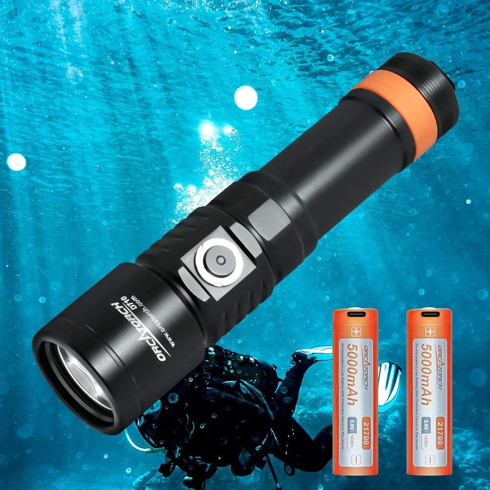 D710 Lampe De Plongée, 3000 Lumens Torche Sous Marine Avec Faisceau Étroit De 6 Degrés, Étanche Ip68 150m Lampe De Poche Avec Indicateur De Batterie Pour Plongée De Nuit, Spéléo, Camping