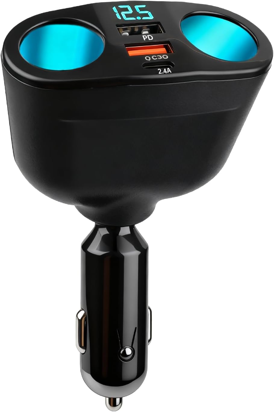 Ccykxa Double Prise Allume Cigare 12v 5 En 1 Chargeur Voiture Rapide 120w 12v/24v Avec 2 60w Adaptateur Allume Cigare, 1 Pd 20w, 1 Qc 18w Et 1 Usb Pour Téléphone Tablette Caméra Gps Pour Iphone 17 16