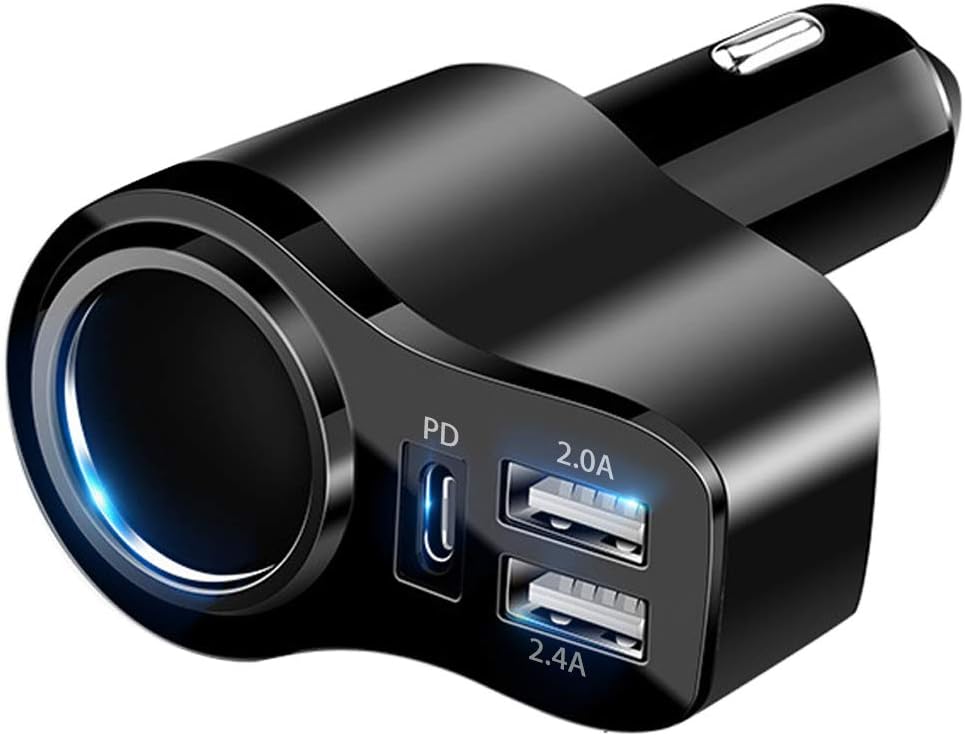 Ccykxa 𝟒 𝐞𝐧 𝟏 Chargeur Allume Cigare Usb,𝟒𝟖𝐖 Pd3.0 Allume Cigare Rapide Chargeur Voiture Usb C,adaptateur Prise Allume Cigare Usb Pour Iphone 17/air/16/15 Pro Max,ipad,samsung Galaxy S25 S24, H