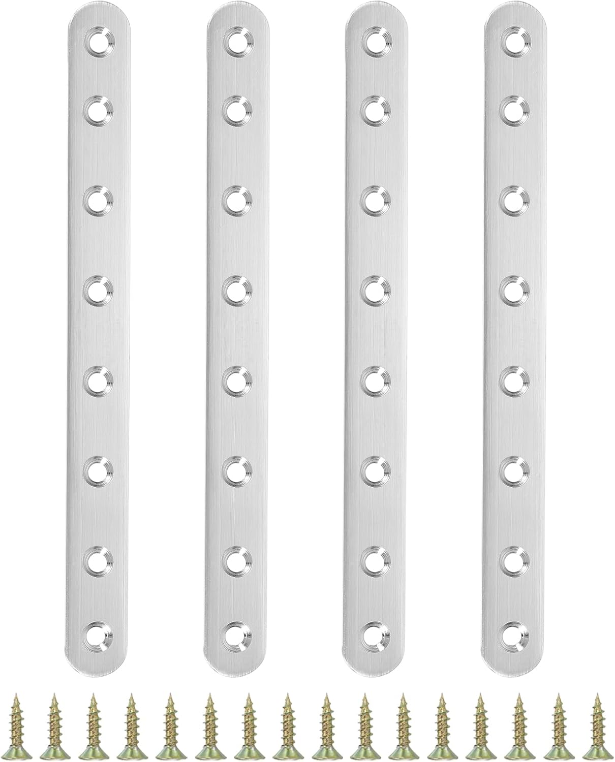 Ccykxa Lot De 4 Équerres D'Angle En Acier Inoxydable De 24 X 2 Cm, Équerres De Support À Angle Droit En Forme De L Avec Vis Pour Étagères, Argent