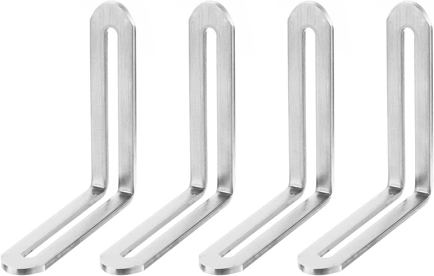 Ccykxa Lot De 4 Équerres D'Angle Réglables En Acier Inoxydable À 90 Degrés Pour Meubles, Étagères, Lits, Tables - 80 X 80 Mm - Argenté