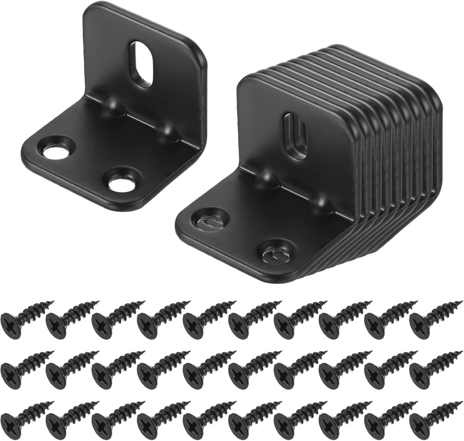 Ccykxa Lot De 10 Équerres D'Angle En L Avec Joints Métalliques À Angle Droit Avec Vis Pour Étagères En Bois, Noir