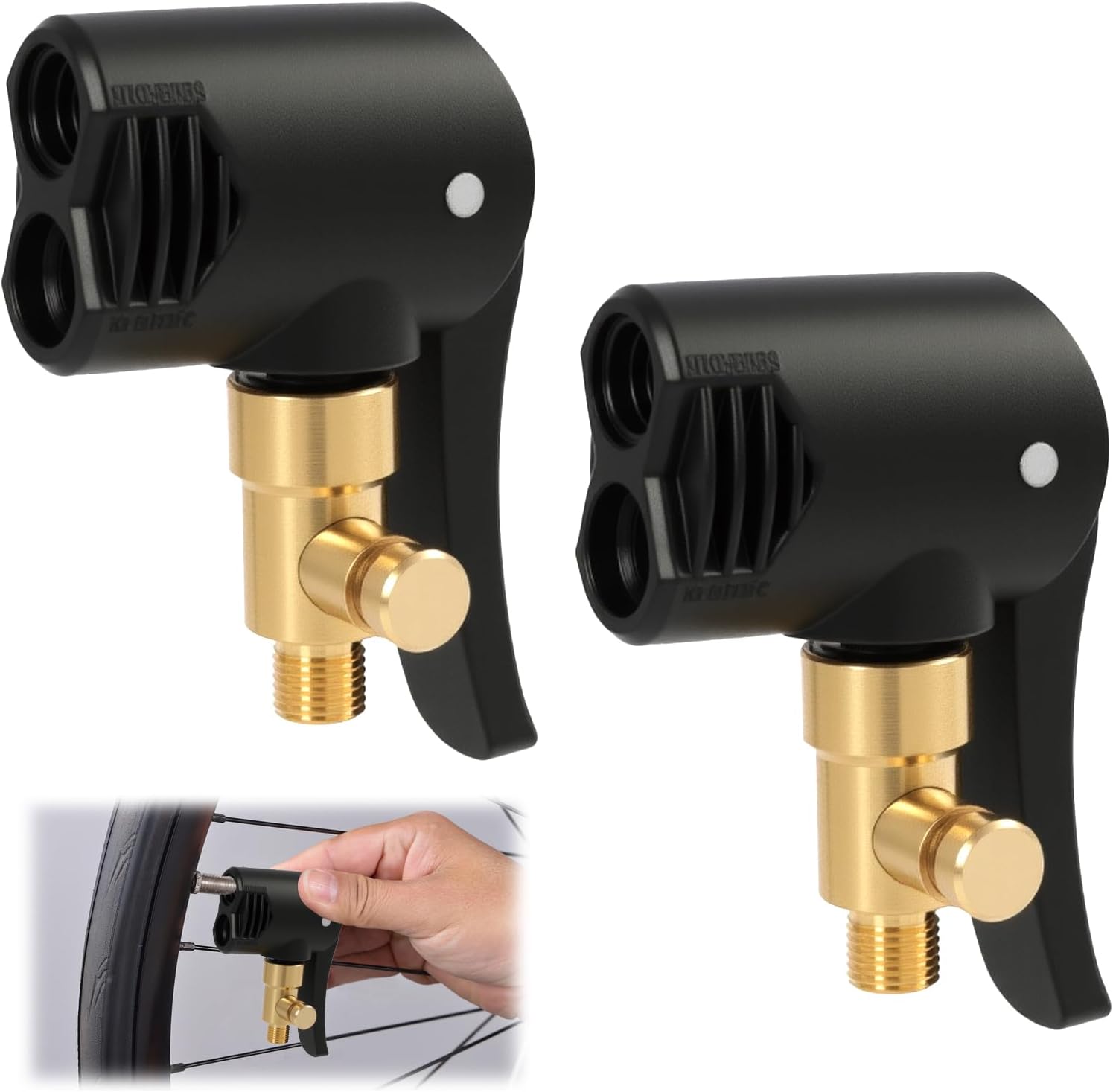 Ccykxa 2 Pièces Adaptateur De Valve De Pneu De Voiture, Embout Gonflage Laiton, Universels Avec Levier De Verrouillage Et Valve De Déflation, Accessoires Pour Pompe À Air Compatible Voiture Moto Vélo