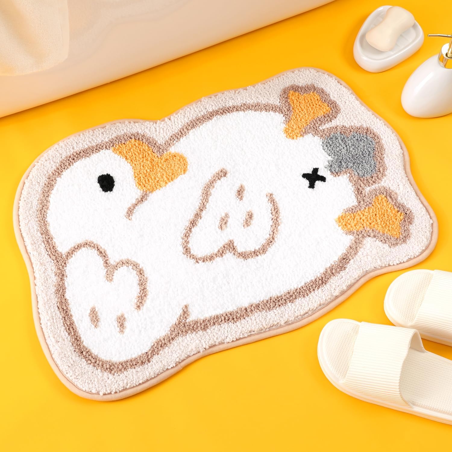 Ccykxa Tapis De Salle De Bain En Forme De Chat Mignon, Extra Doux Et Absorbant, Lavable En Machine, Tapis Antidérapant Pour Baignoire, Douche Et Salle De Bain, 40x60cm
