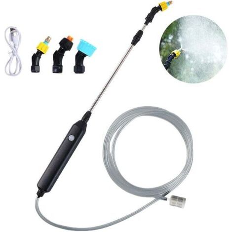 Elektrisches Sprühgerät Mit 2400 Mah Akku, 2–3 Stunden Akkulaufzeit, 60 Cm Teleskoplanze, 5 M Schlauch, 3 Austauschbare Düsen Zum Bewässern Und Reinigen