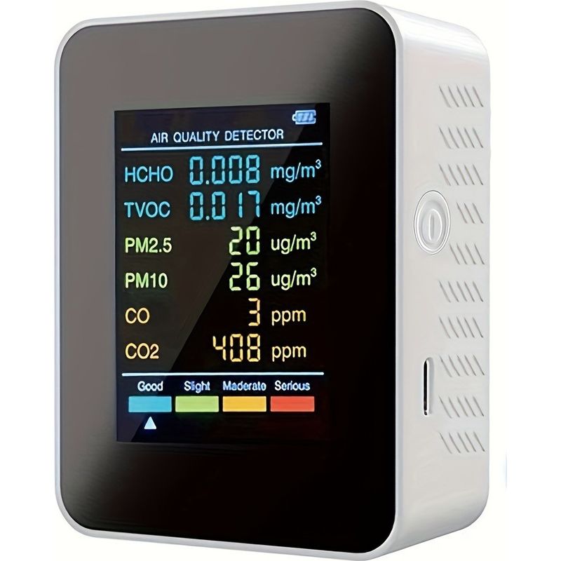 Luftverschmutzungsmonitor, 6-in-1-infrarotsensor Für Innenräume, Feinstaubdetektor (pm2,5/pm10/pm1,0) Für Zuhause