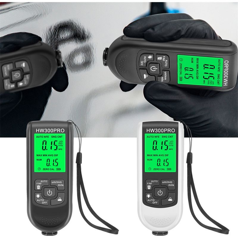 Hw300pro Hochpräzisions-schichtdickenmessgerät – Tester Für Rutschfeste Lackschichten, Trockenfilmdickenmesser, Schwarz+weiß