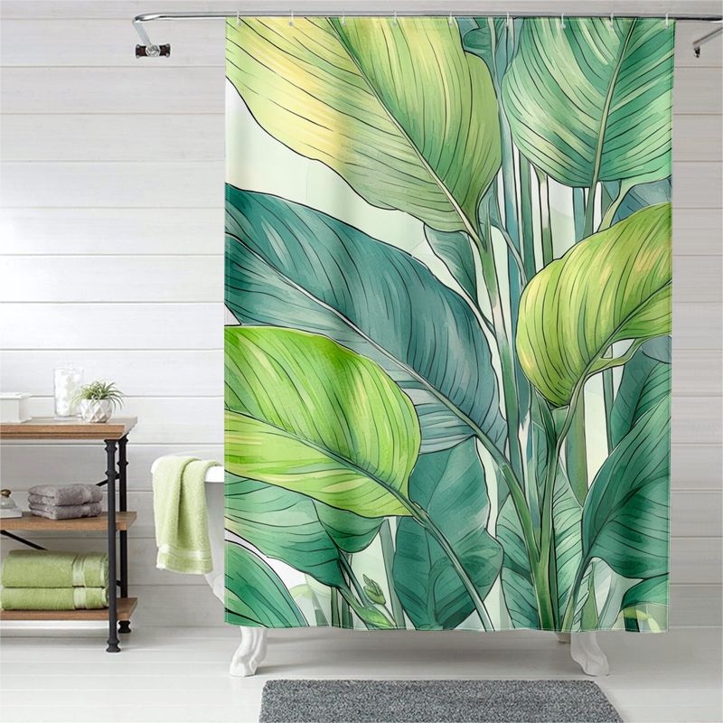 Duschvorhang Mit Üppigem Grün, Kunststoffösen, Polyester