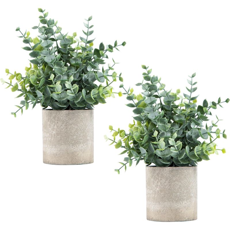 Kleine Künstliche Eukalyptuspflanzen, 2 Stück, Künstliche Pflanzen Für Regal, Schreibtisch, Zuhause, Couchtisch, Dekoration, Salbeigrün