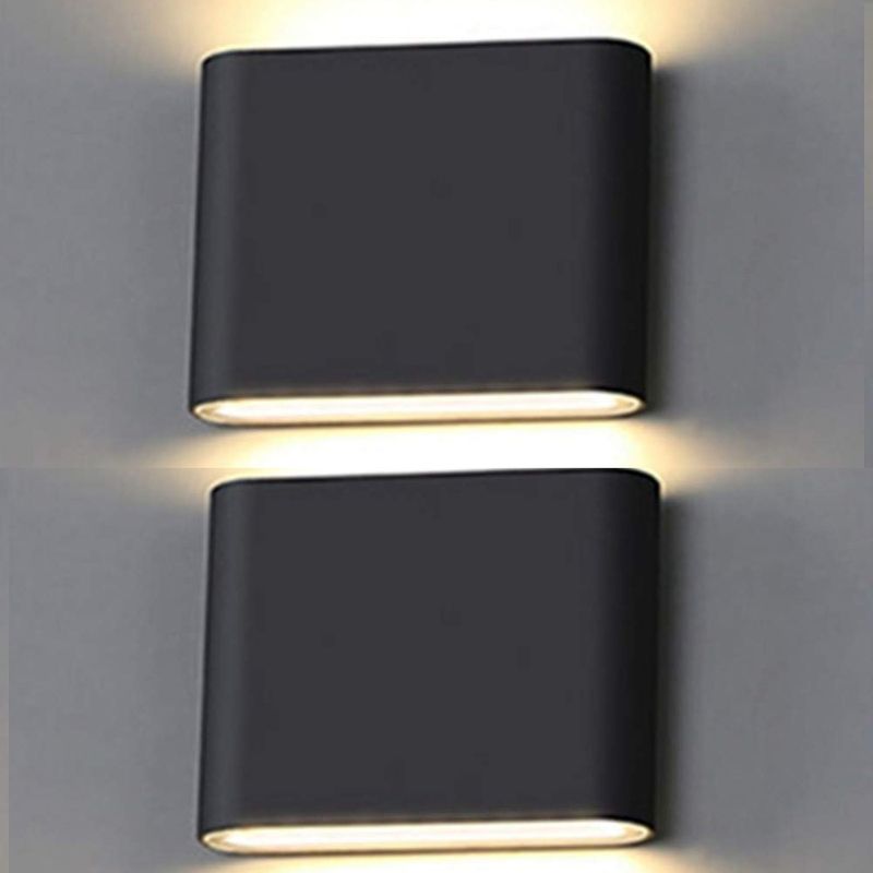 Set Mit 2 6-w-außenwandleuchten, Moderne Led-wandleuchten Aus Aluminium, Geeignet Für Den Innen- Und Außenbereich, Ip65, Warmweißes Licht 3000k (schwarz)