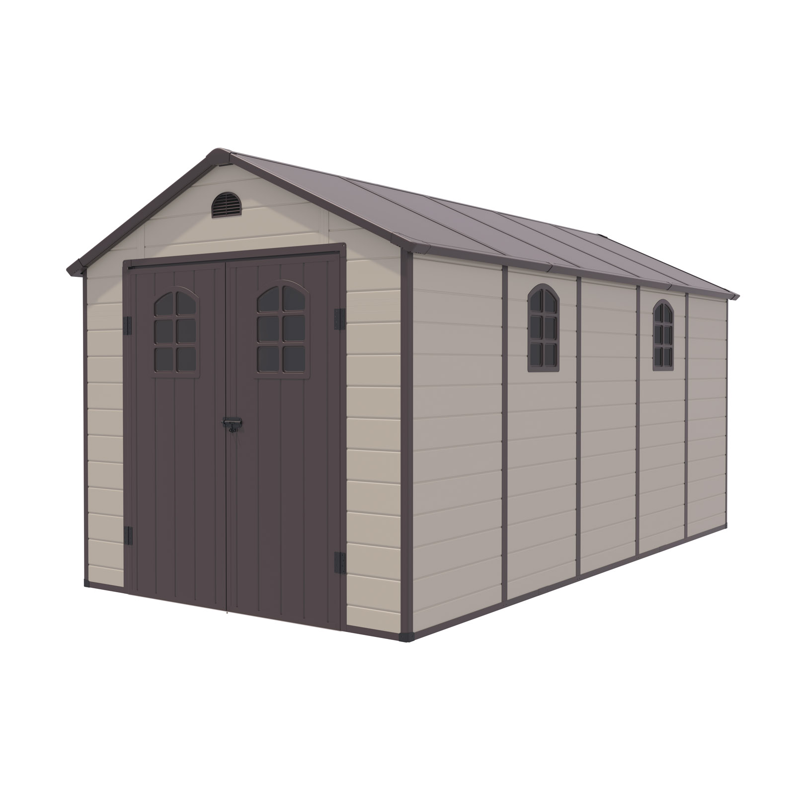 Gartenhaus Aus Harz Gardiun Alessia E - 11 M² 241x456x238 Cm Mit Boden Und Fenster Beige