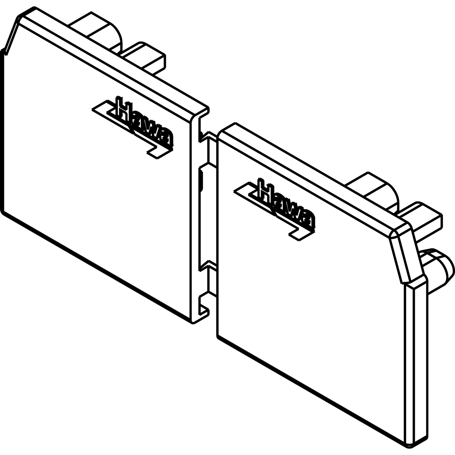 Hawa Abdeckkappen Hawa 40 Holz Links/rechts, Anthrazit-grau