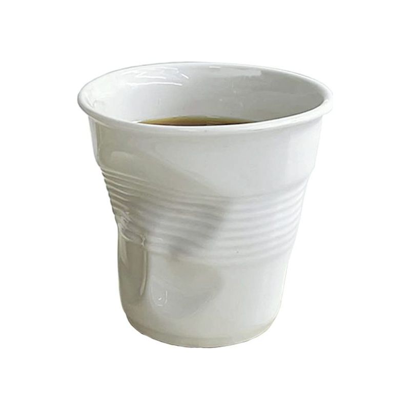 Handgefertigter Keramikbecher – Italienische, Französische Kaffeetasse Mit Gewelltem Rand (gefaltet)