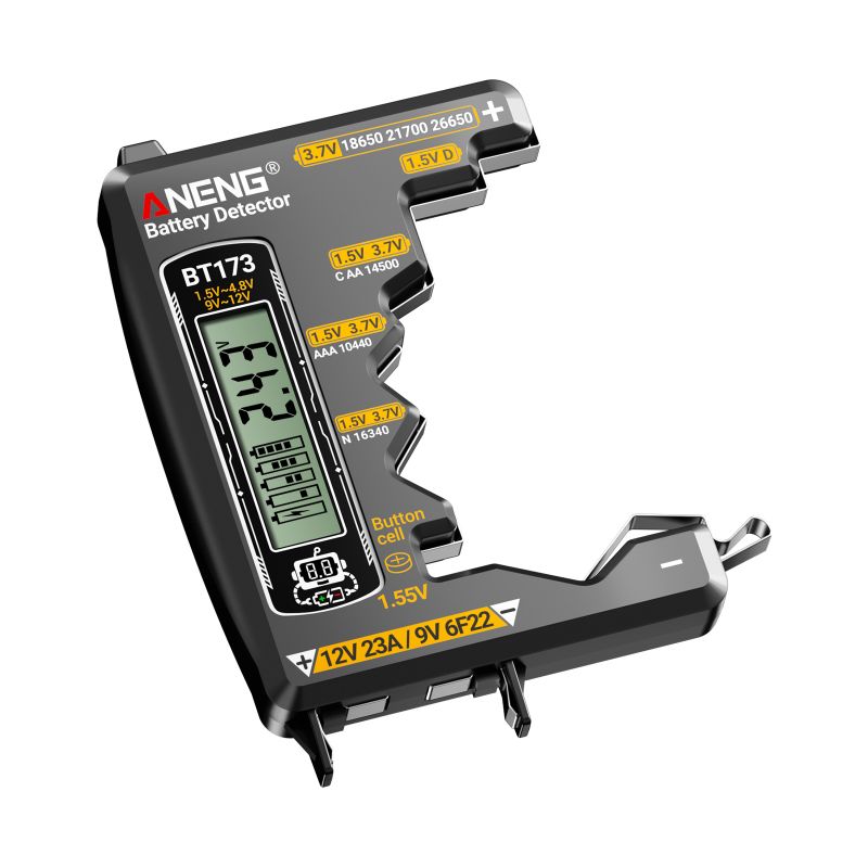 Digitales Batterietestgerät Und -analysator (1,5 V/12 V) Mit Dualem Lcd-display, 3 Sekunden Testzeit, Universell Für Aa-, Aaa-, 9-v- Und 12-v-lithium-knopfzellen (ohne Interne Batterie), Stoßfest